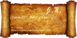 Jankó Márton névjegykártya