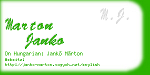 marton janko business card