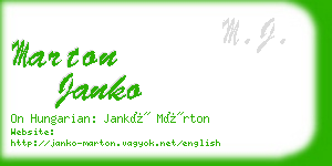 marton janko business card